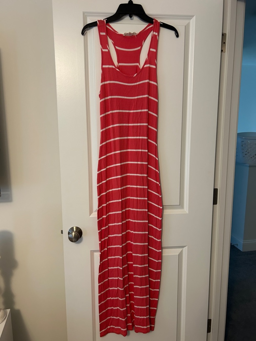Pink Rose Pink & White Striped Racerback Maxi Dress